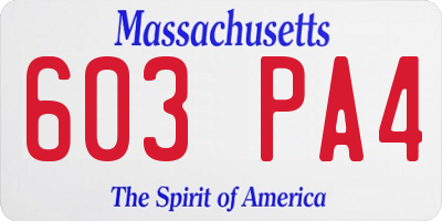 MA license plate 603PA4