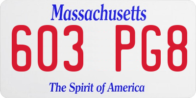 MA license plate 603PG8
