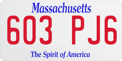 MA license plate 603PJ6
