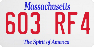MA license plate 603RF4