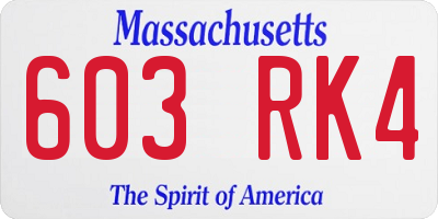 MA license plate 603RK4