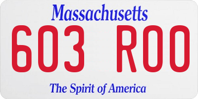 MA license plate 603RO0