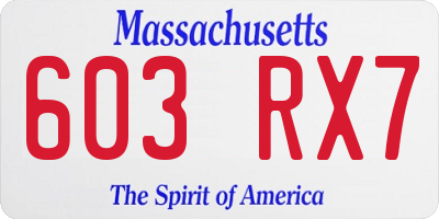 MA license plate 603RX7