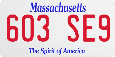 MA license plate 603SE9