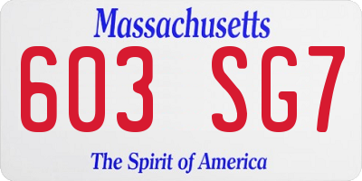 MA license plate 603SG7