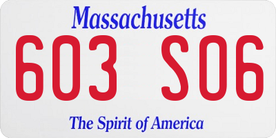 MA license plate 603SO6