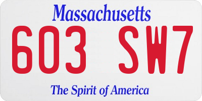 MA license plate 603SW7