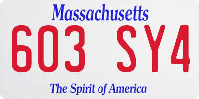 MA license plate 603SY4
