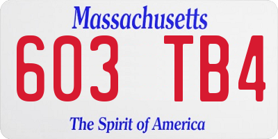MA license plate 603TB4
