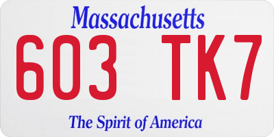 MA license plate 603TK7