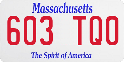 MA license plate 603TQ0
