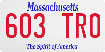 MA license plate 603TR0