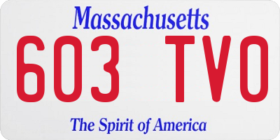 MA license plate 603TV0
