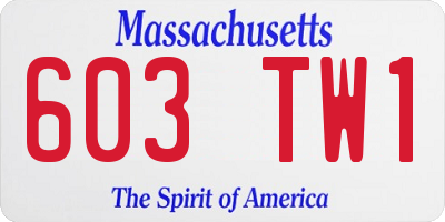 MA license plate 603TW1