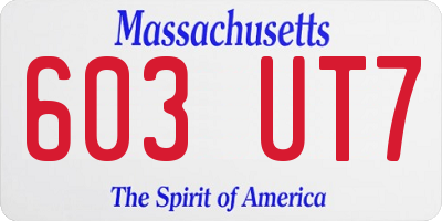 MA license plate 603UT7
