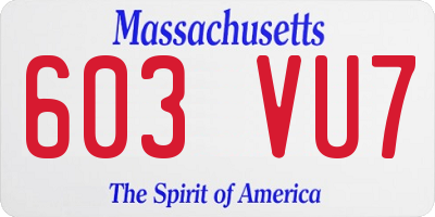 MA license plate 603VU7