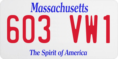 MA license plate 603VW1