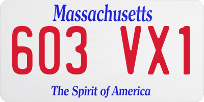 MA license plate 603VX1