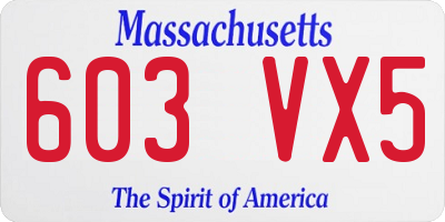 MA license plate 603VX5