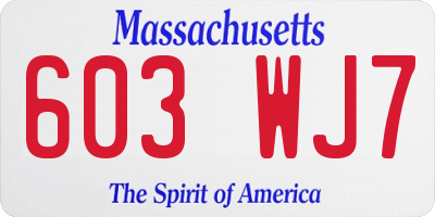 MA license plate 603WJ7