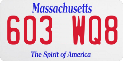 MA license plate 603WQ8
