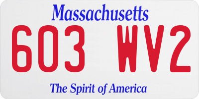 MA license plate 603WV2