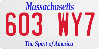 MA license plate 603WY7