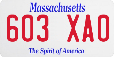 MA license plate 603XA0