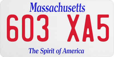 MA license plate 603XA5