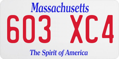 MA license plate 603XC4