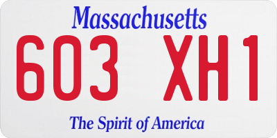 MA license plate 603XH1