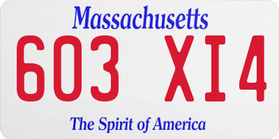 MA license plate 603XI4