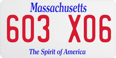 MA license plate 603XO6