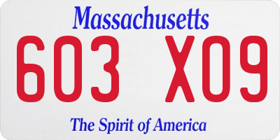 MA license plate 603XO9