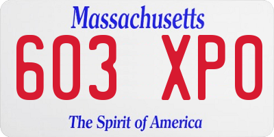 MA license plate 603XP0