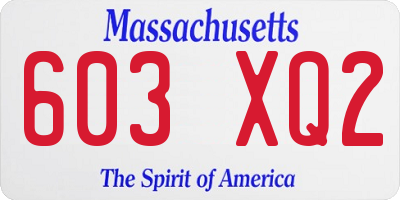 MA license plate 603XQ2