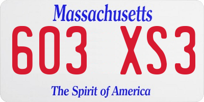 MA license plate 603XS3