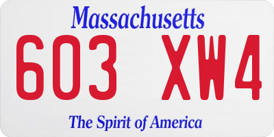 MA license plate 603XW4