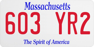 MA license plate 603YR2