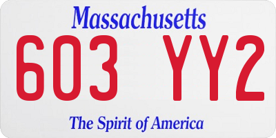 MA license plate 603YY2