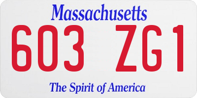 MA license plate 603ZG1