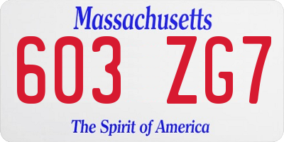 MA license plate 603ZG7