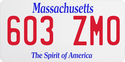 MA license plate 603ZM0