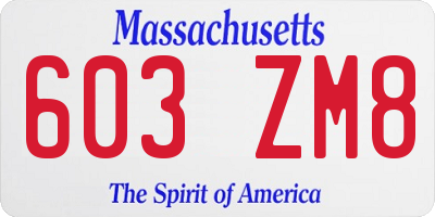 MA license plate 603ZM8
