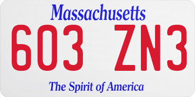 MA license plate 603ZN3
