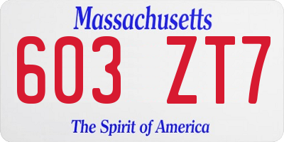 MA license plate 603ZT7