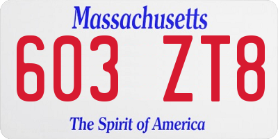 MA license plate 603ZT8