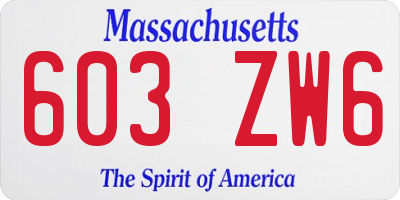 MA license plate 603ZW6