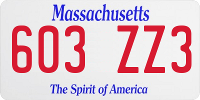 MA license plate 603ZZ3