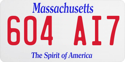 MA license plate 604AI7